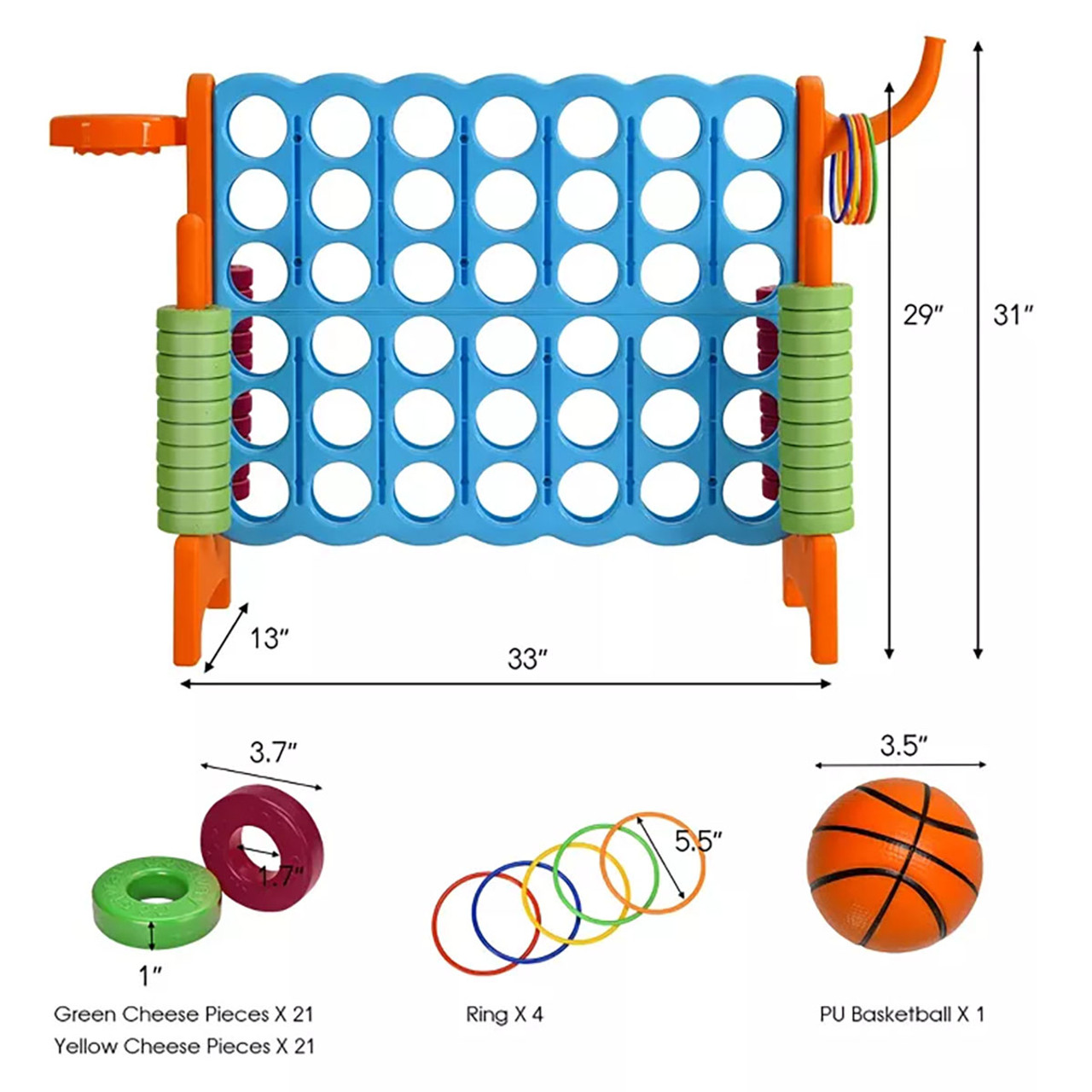 4-in-a-Row Giant Game Set with Basketball Hoop (Optional Carrying Bag) product image