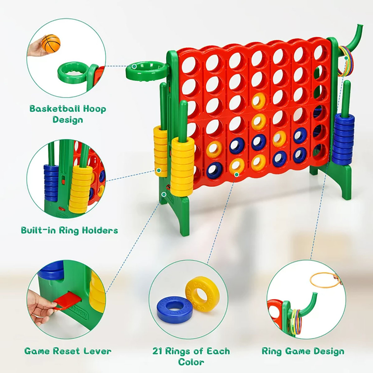 4-in-a-Row Giant Game Set with Basketball Hoop (Optional Carrying Bag) product image