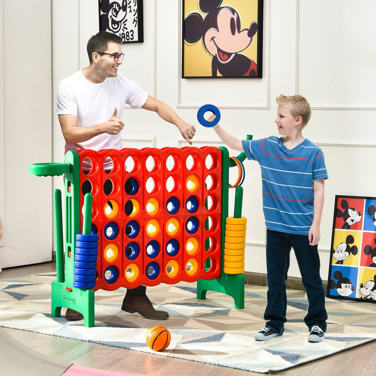 4-in-a-Row Giant Game Set with Basketball Hoop (Optional Carrying Bag) product image