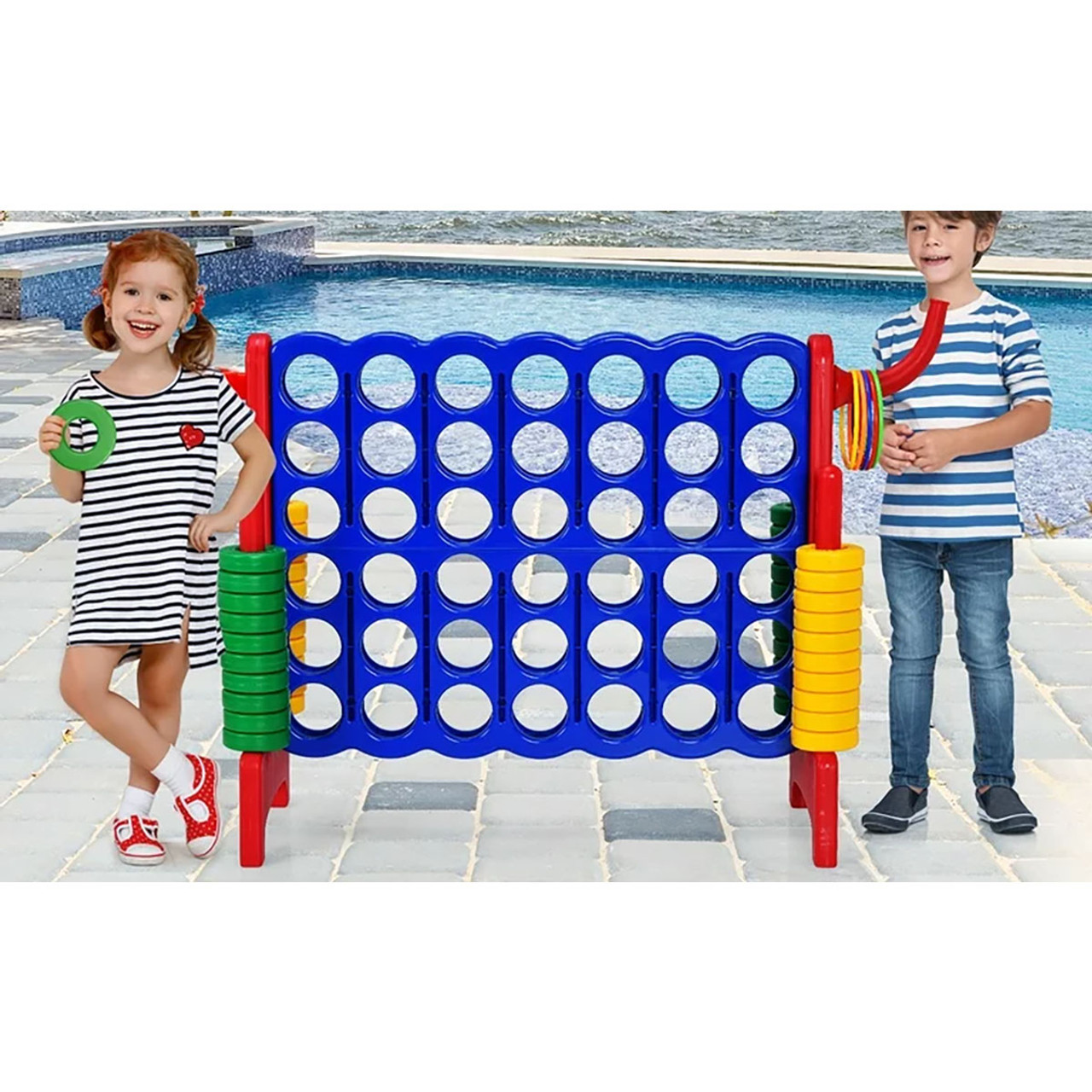 4-in-a-Row Giant Game Set with Basketball Hoop (Optional Carrying Bag) product image