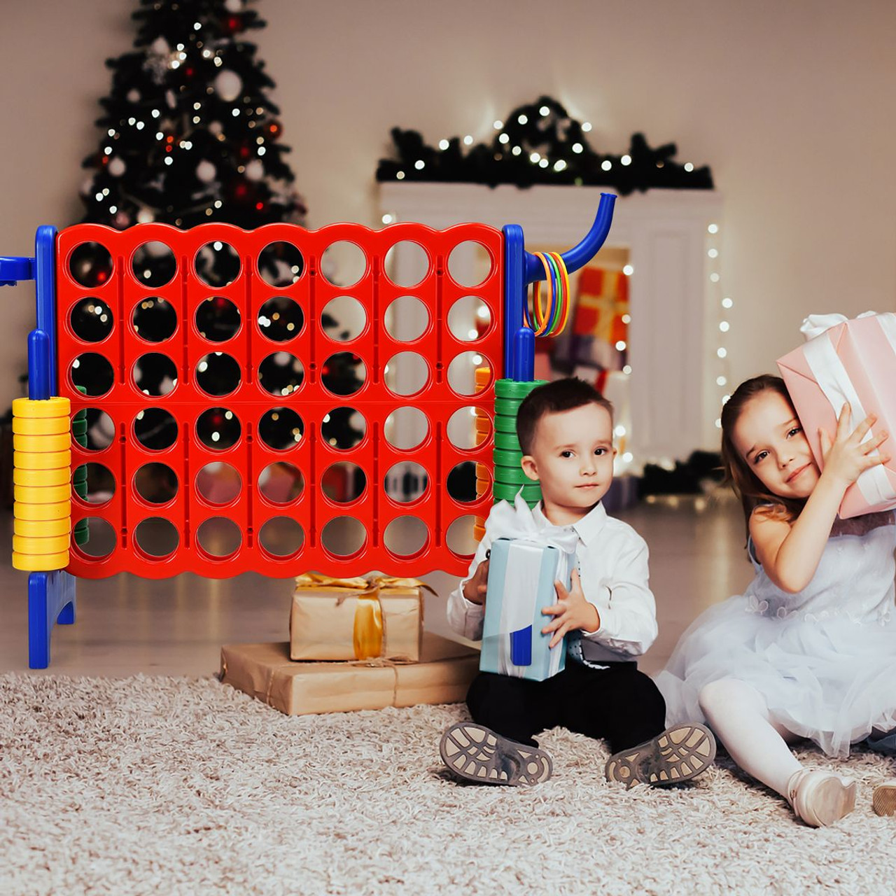 4-in-a-Row Giant Game Set with Basketball Hoop (Optional Carrying Bag) product image
