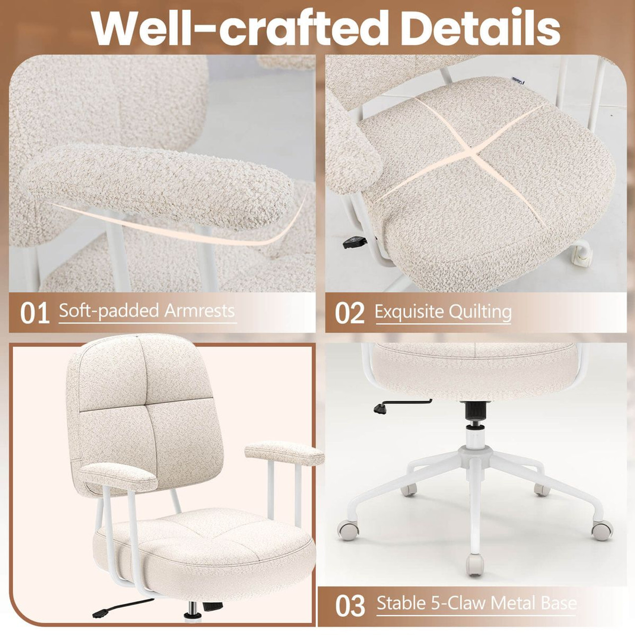 Leathaire Upholstered Home Office Chair with Cushioned Back product image