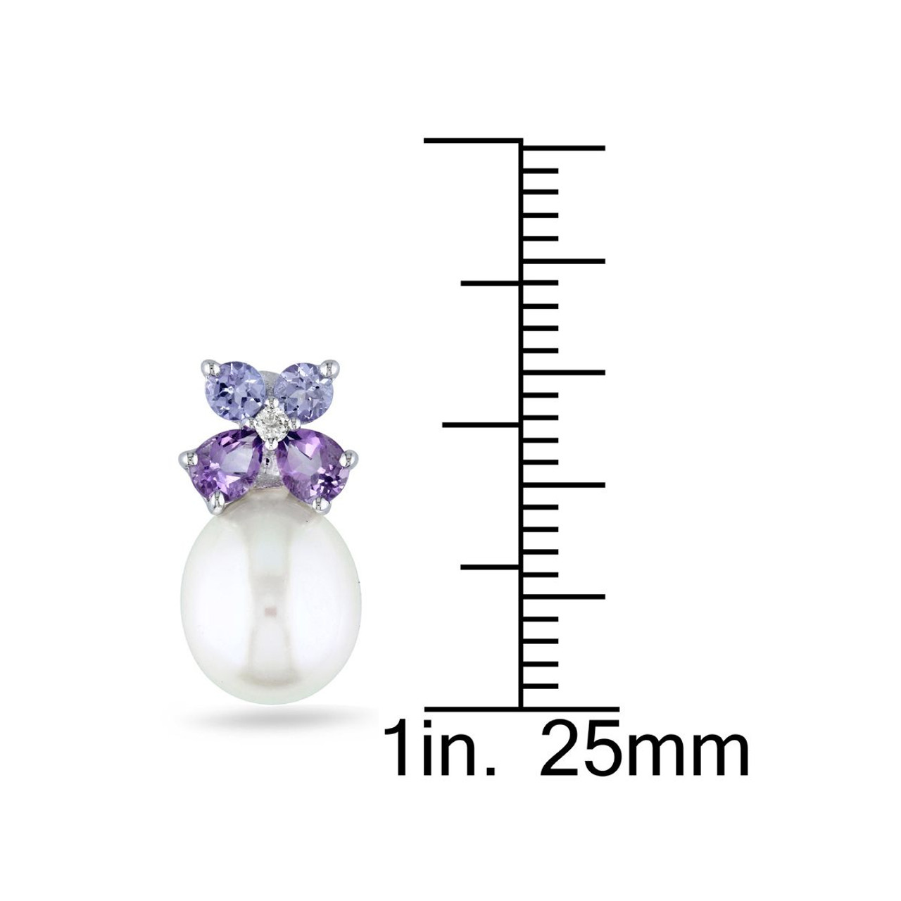 Freshwater Pearl Earrings with Amethyst Stones product image