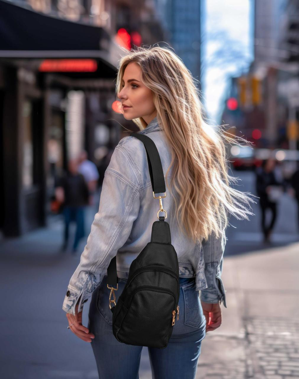 Adjustable Genuine Leather Shoulder Sling Bag product image