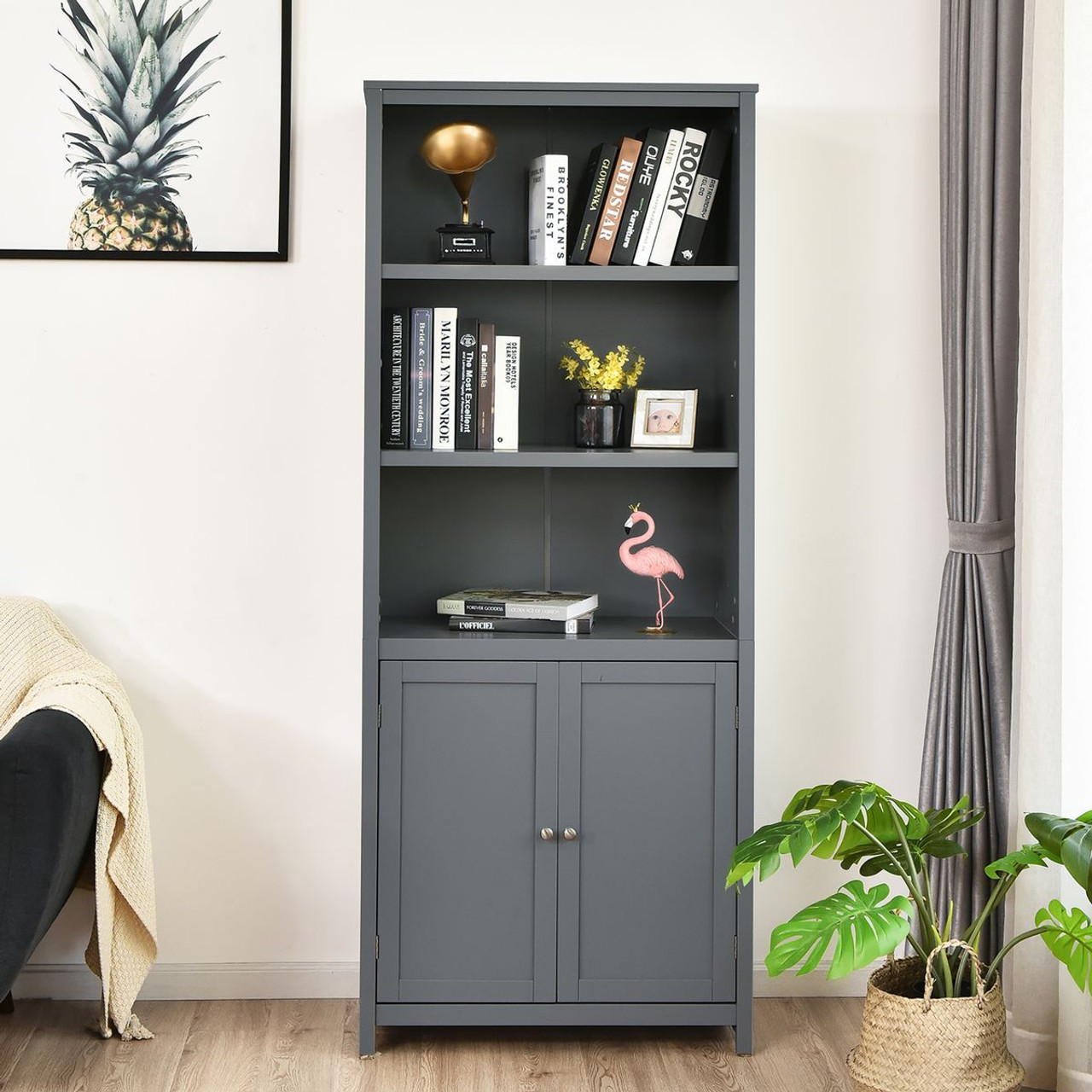 Standing Bookcase with Storage Cabinet product image