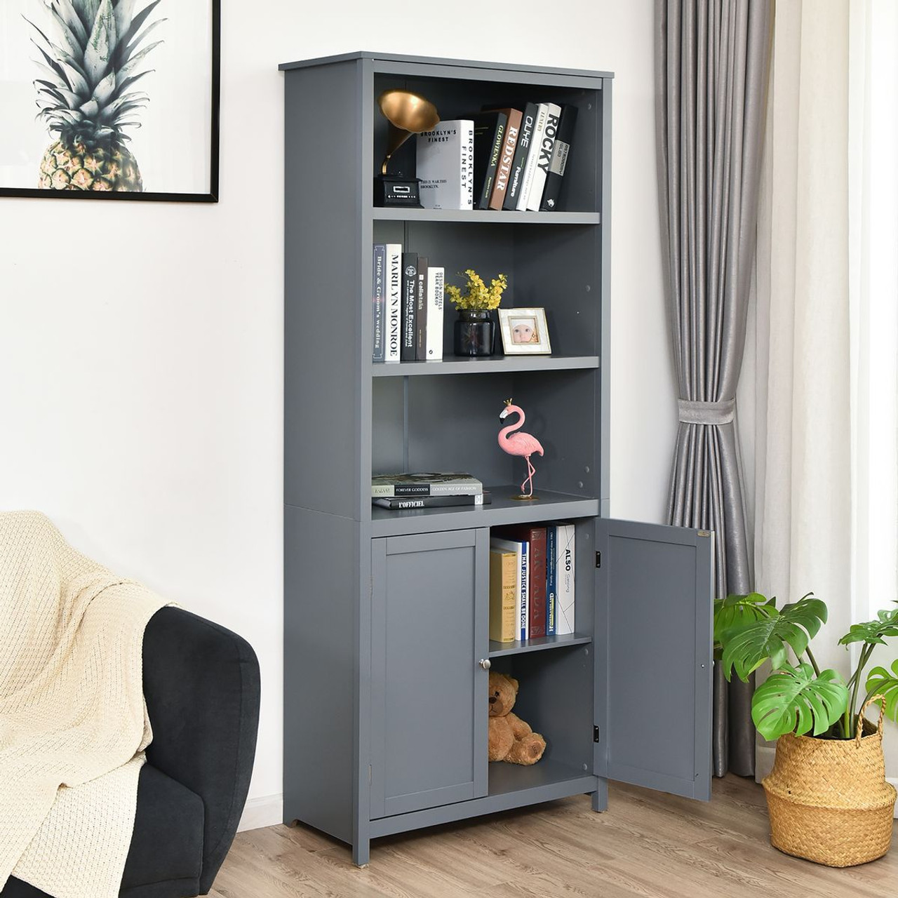 Standing Bookcase with Storage Cabinet product image