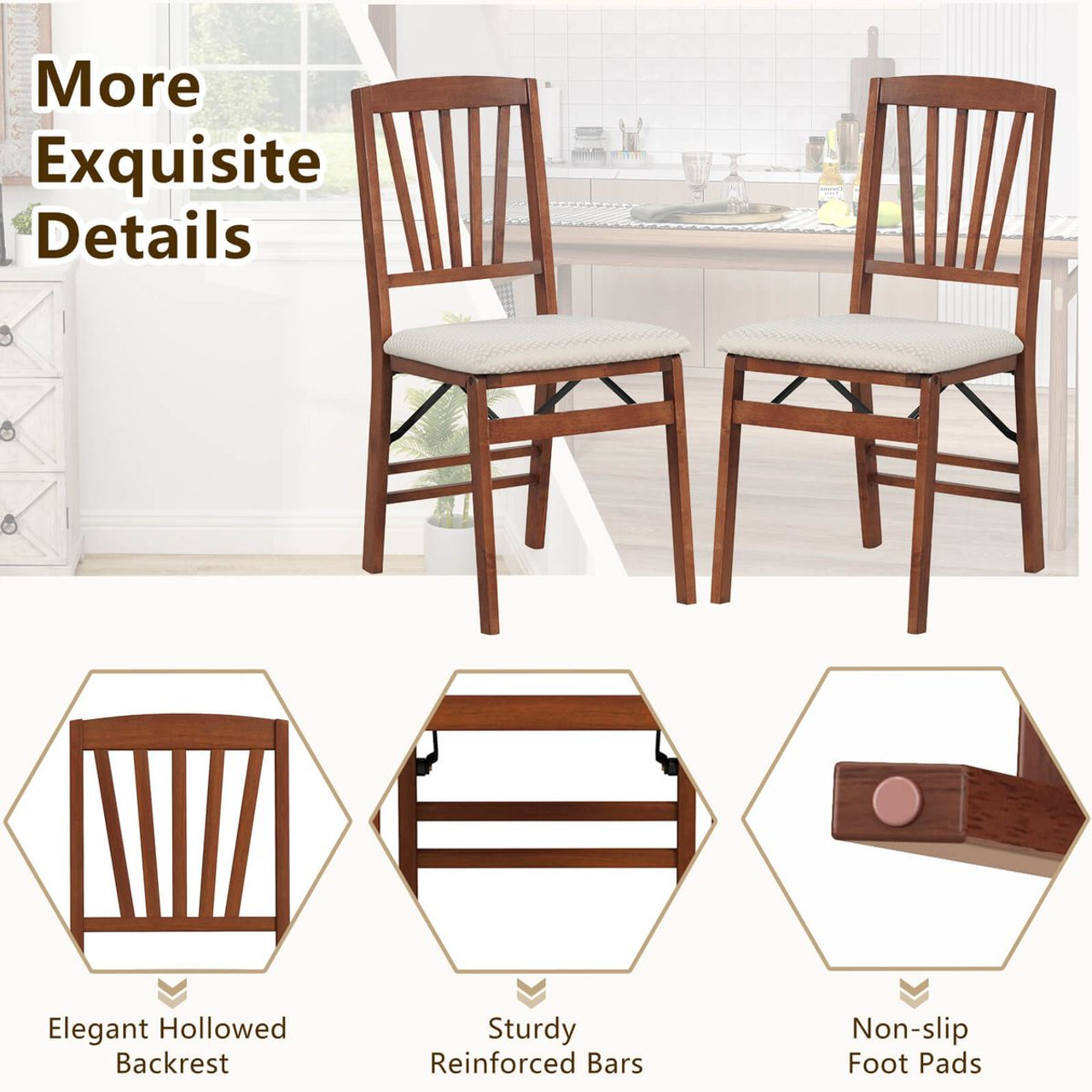 Kitchen Chairs with Rubber Wood Frame (2- or 4-Pack) product image