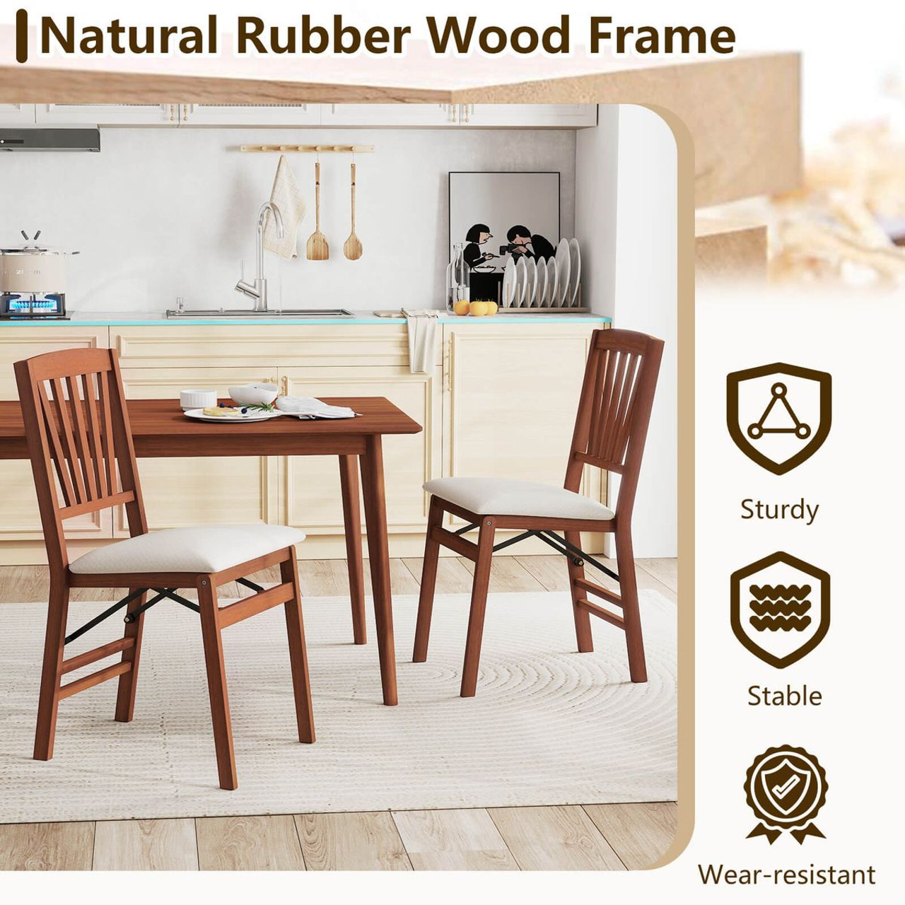 Kitchen Chairs with Rubber Wood Frame (2- or 4-Pack) product image