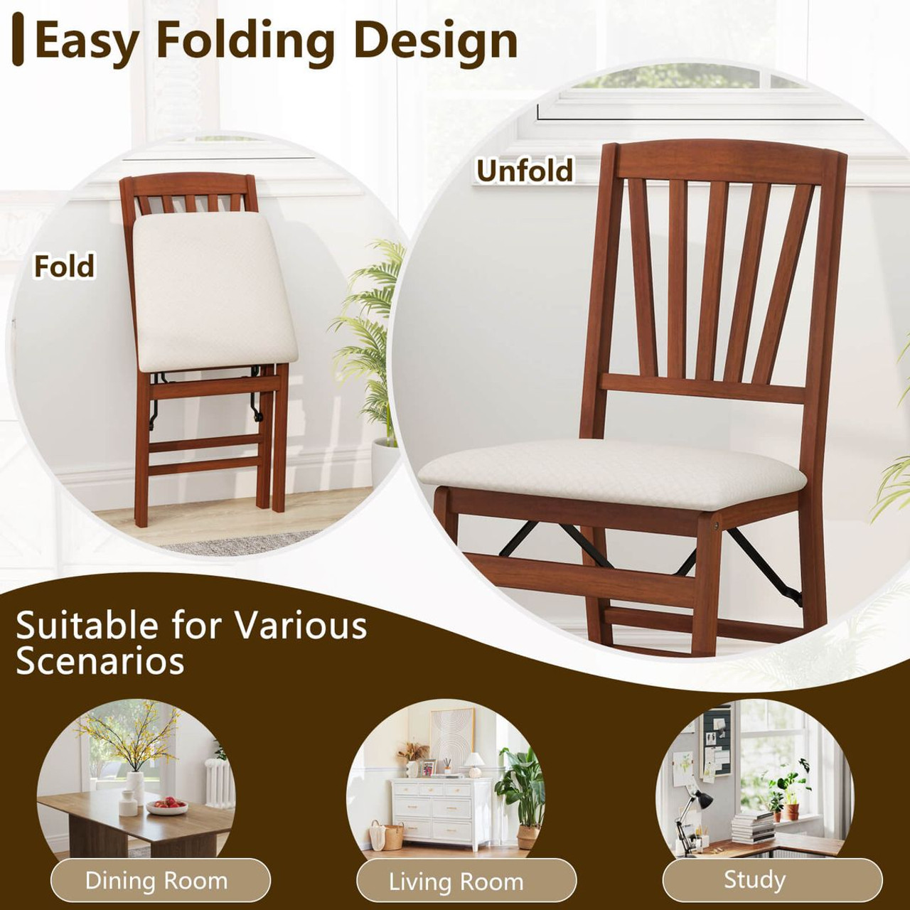 Kitchen Chairs with Rubber Wood Frame (2- or 4-Pack) product image