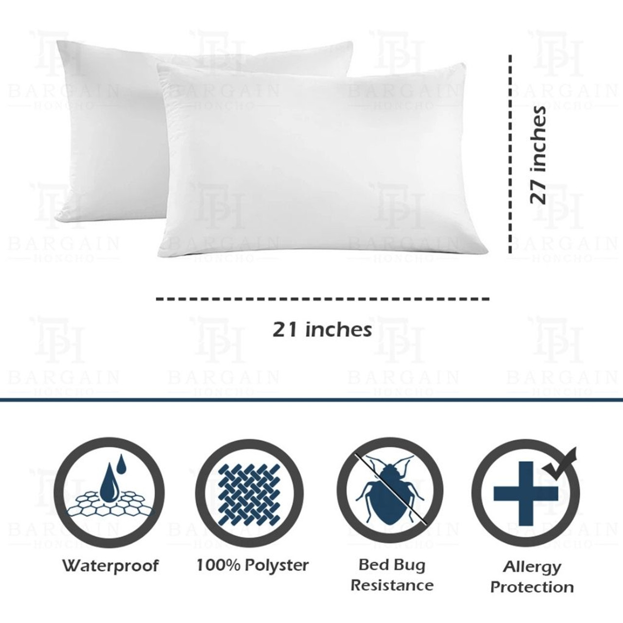 Heavyweight Zippered Waterproof Bed Bug/Dust Mite Vinyl Pillow Covers (2- or 4-Pack) product image