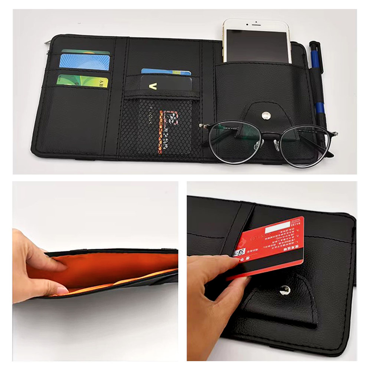 Leather Car Visor Multiple Pocket Organizer Pouch (1- to 5-Pack) product image