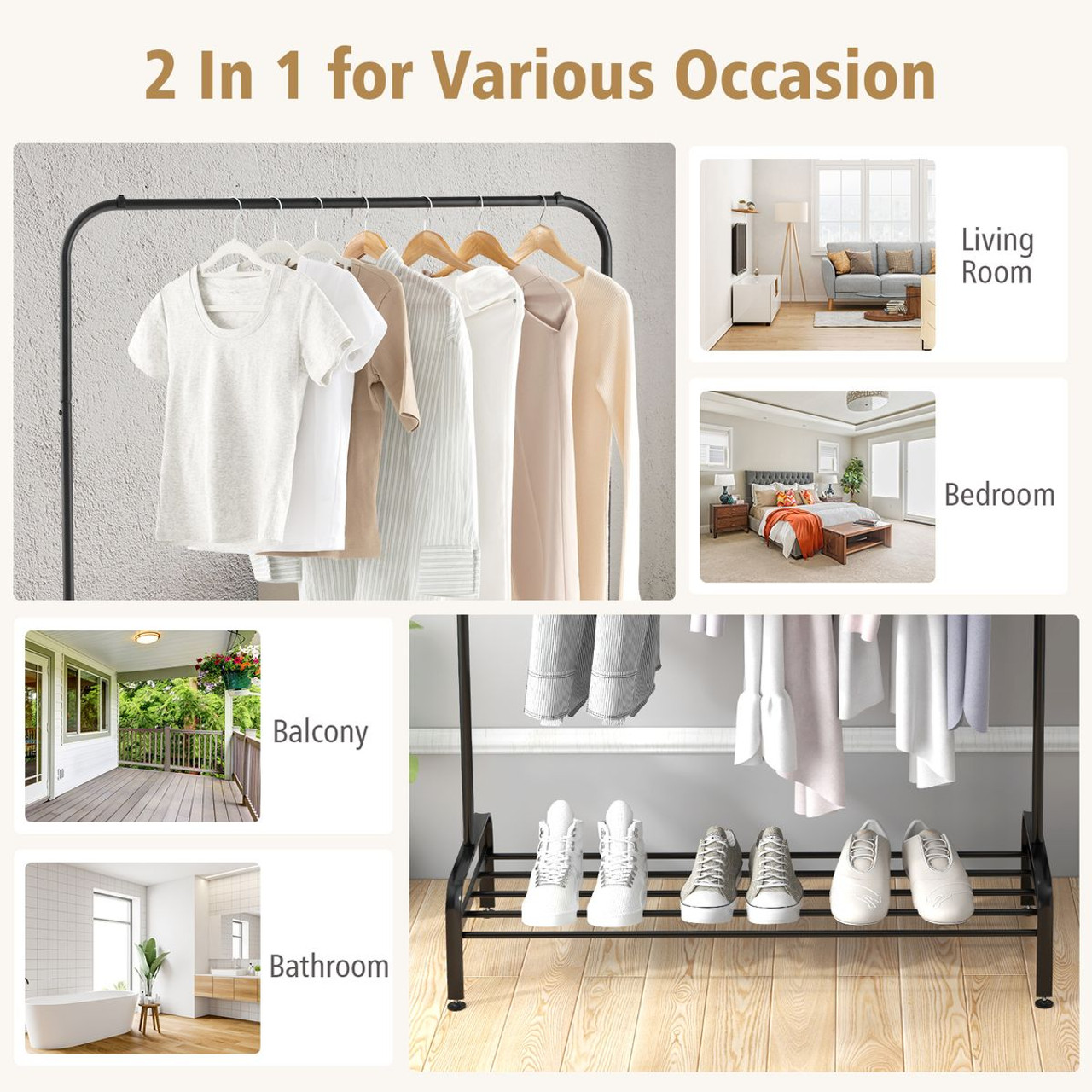 Industrial Heavy Duty Metal Garment Rack product image