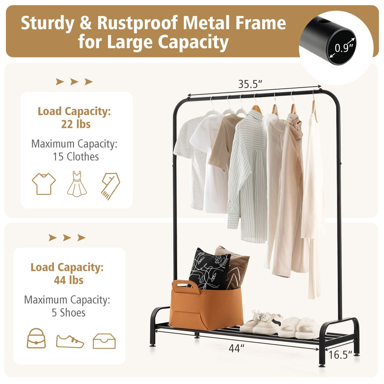 Industrial Heavy Duty Metal Garment Rack product image