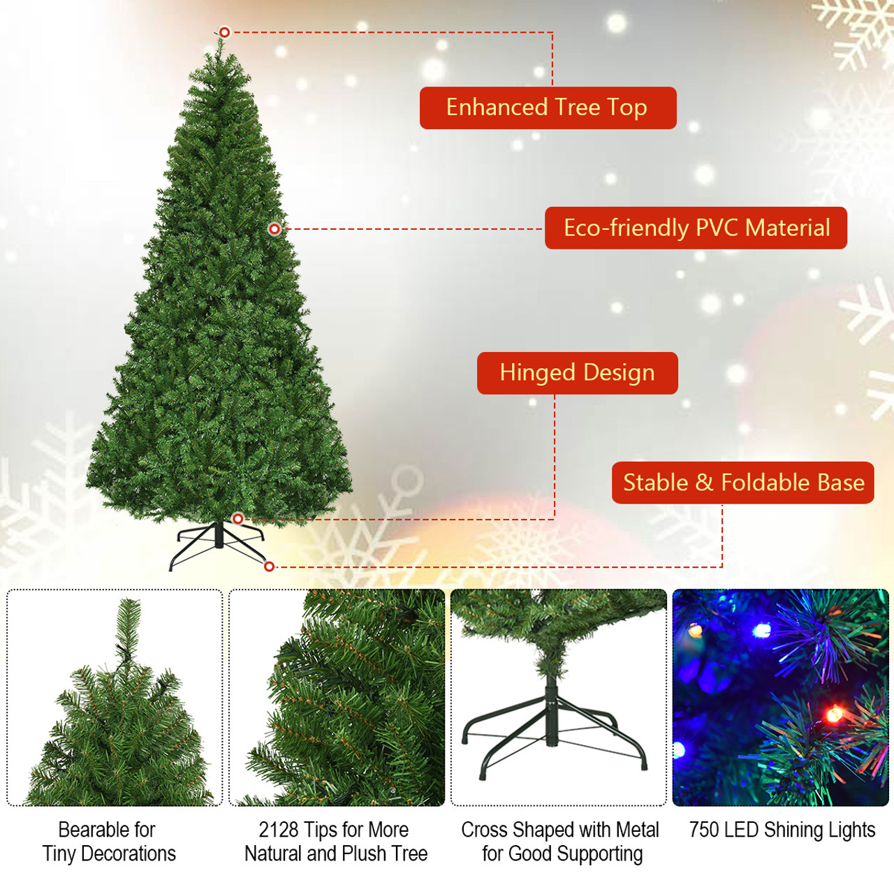 8Ft. Pre-Lit Artificial Christmas Tree with 750 LED Lights product image 8Ft. Pre-Lit Artificial Christmas Tree with 750 LED Lights product image