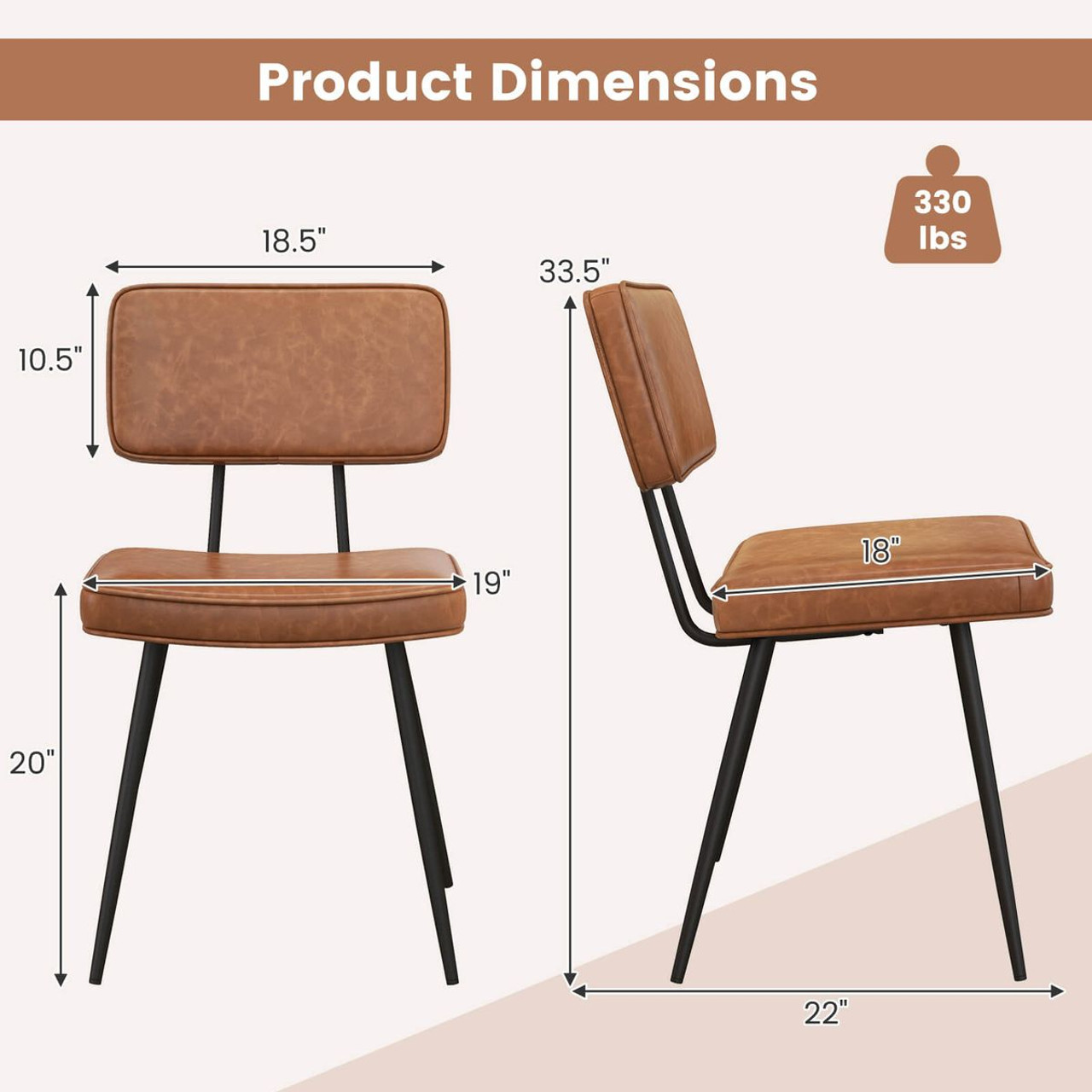 PU Leather Vintage Dining Chairs (Set of 2) product image