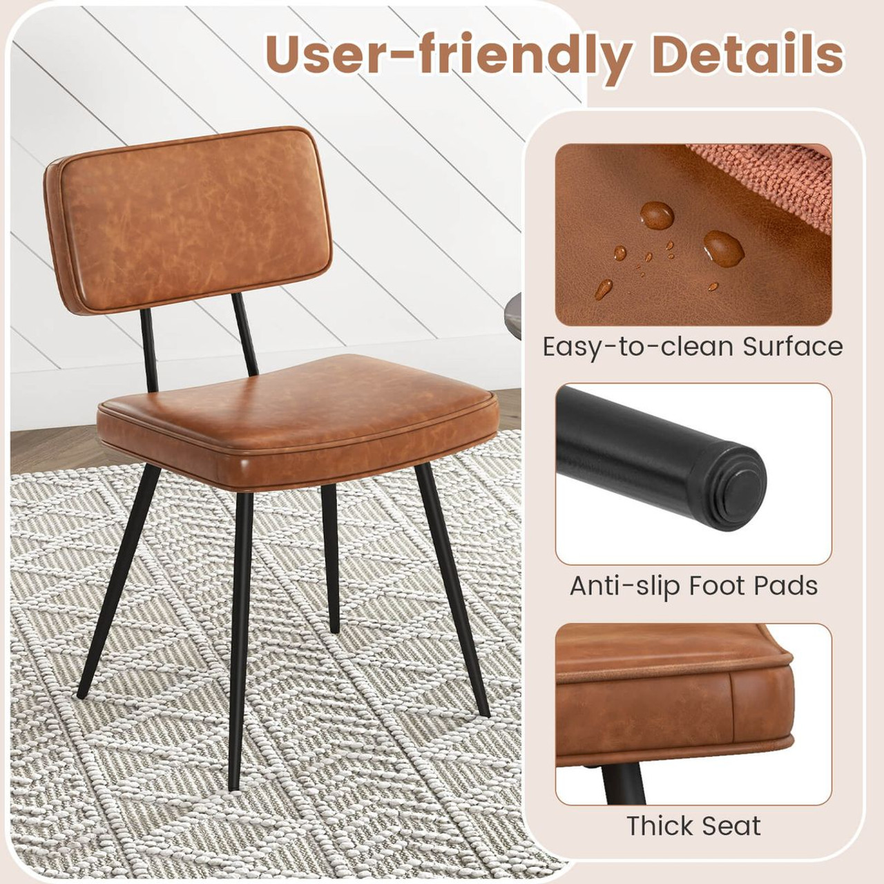 PU Leather Vintage Dining Chairs (Set of 2) product image