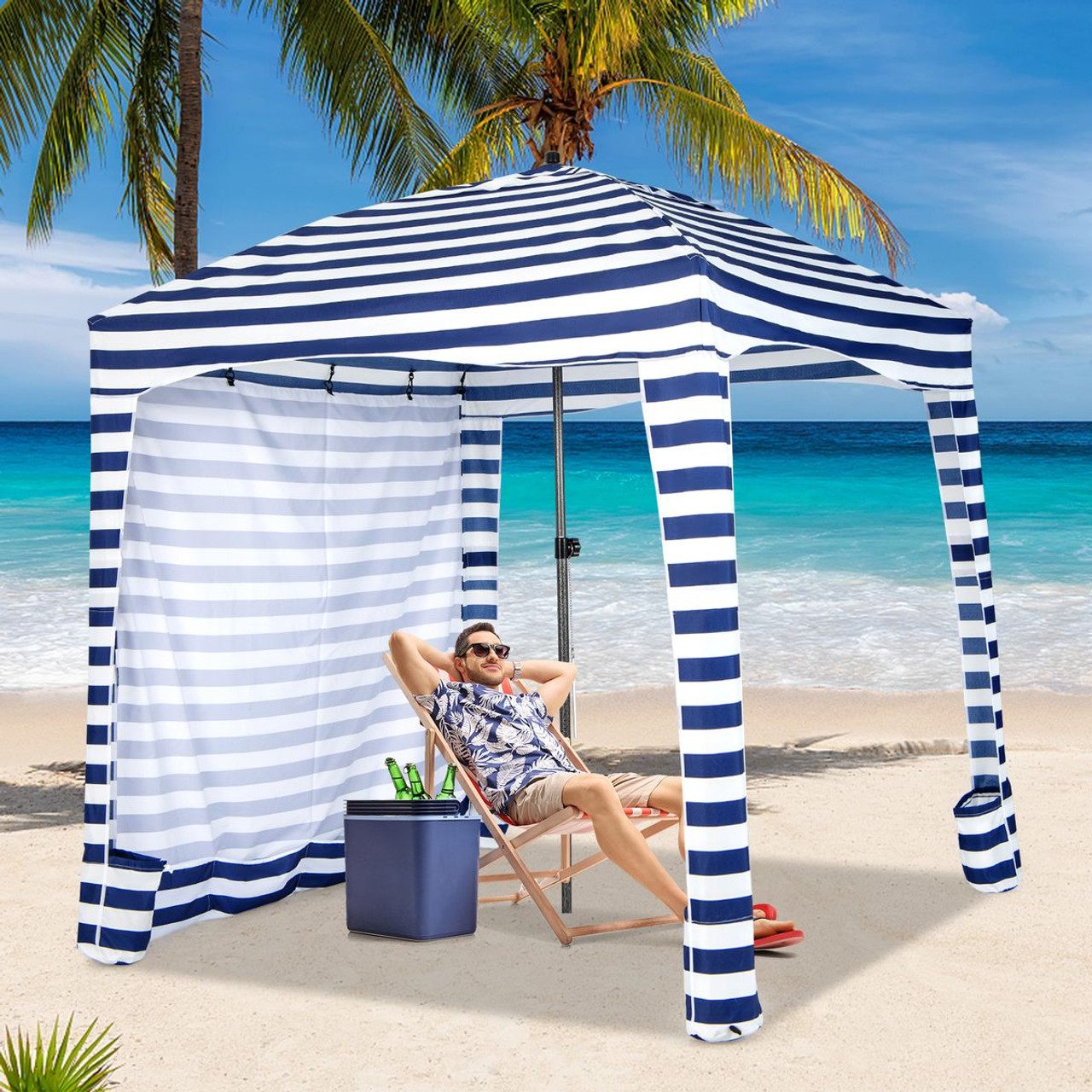 6x6 ft Foldable Beach Cabana Tent with Detachable Sidewall product image