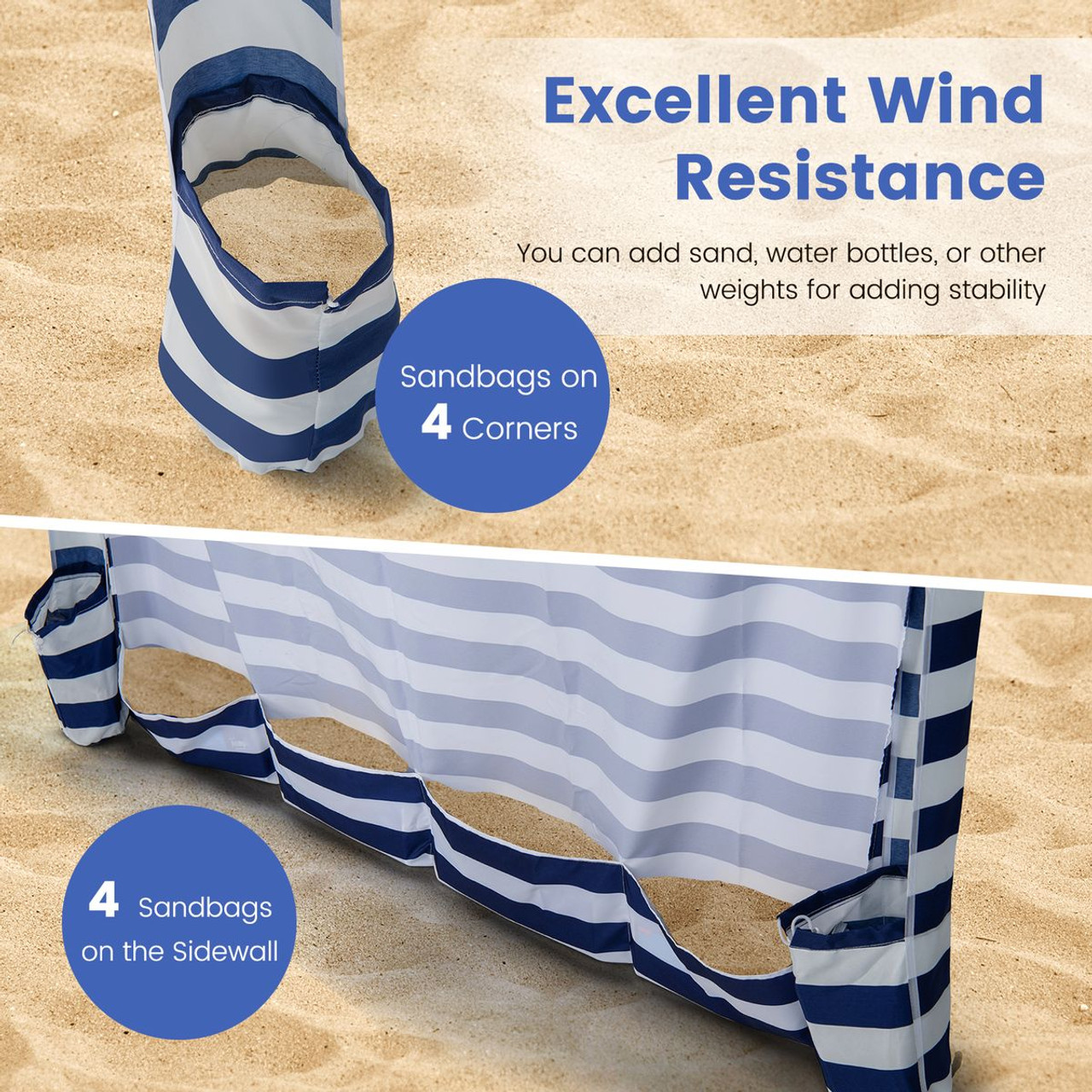 6x6 ft Foldable Beach Cabana Tent with Detachable Sidewall product image