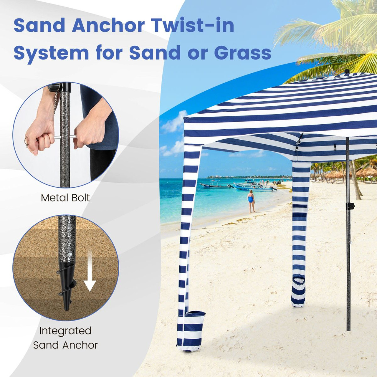 6x6 ft Foldable Beach Cabana Tent with Detachable Sidewall product image