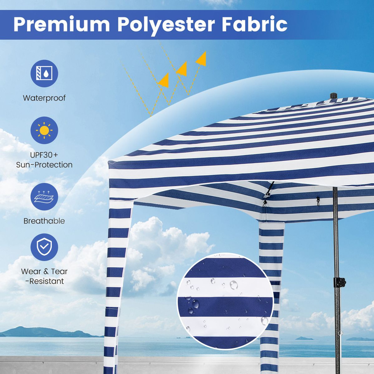 6x6 ft Foldable Beach Cabana Tent with Detachable Sidewall product image