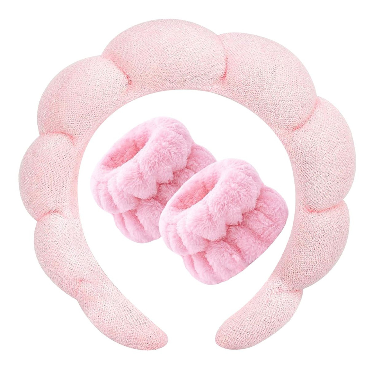Non-Slip Bubble Spa Headband with Wristbands (3-Pack) product image