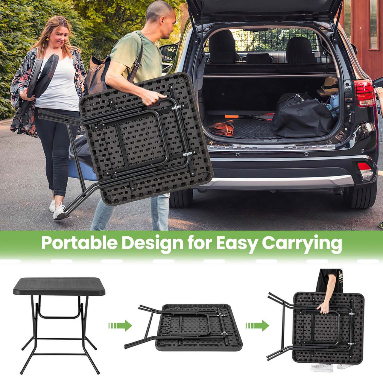 31.5" Indoor or Outdoor Square Plastic Folding Table product image
