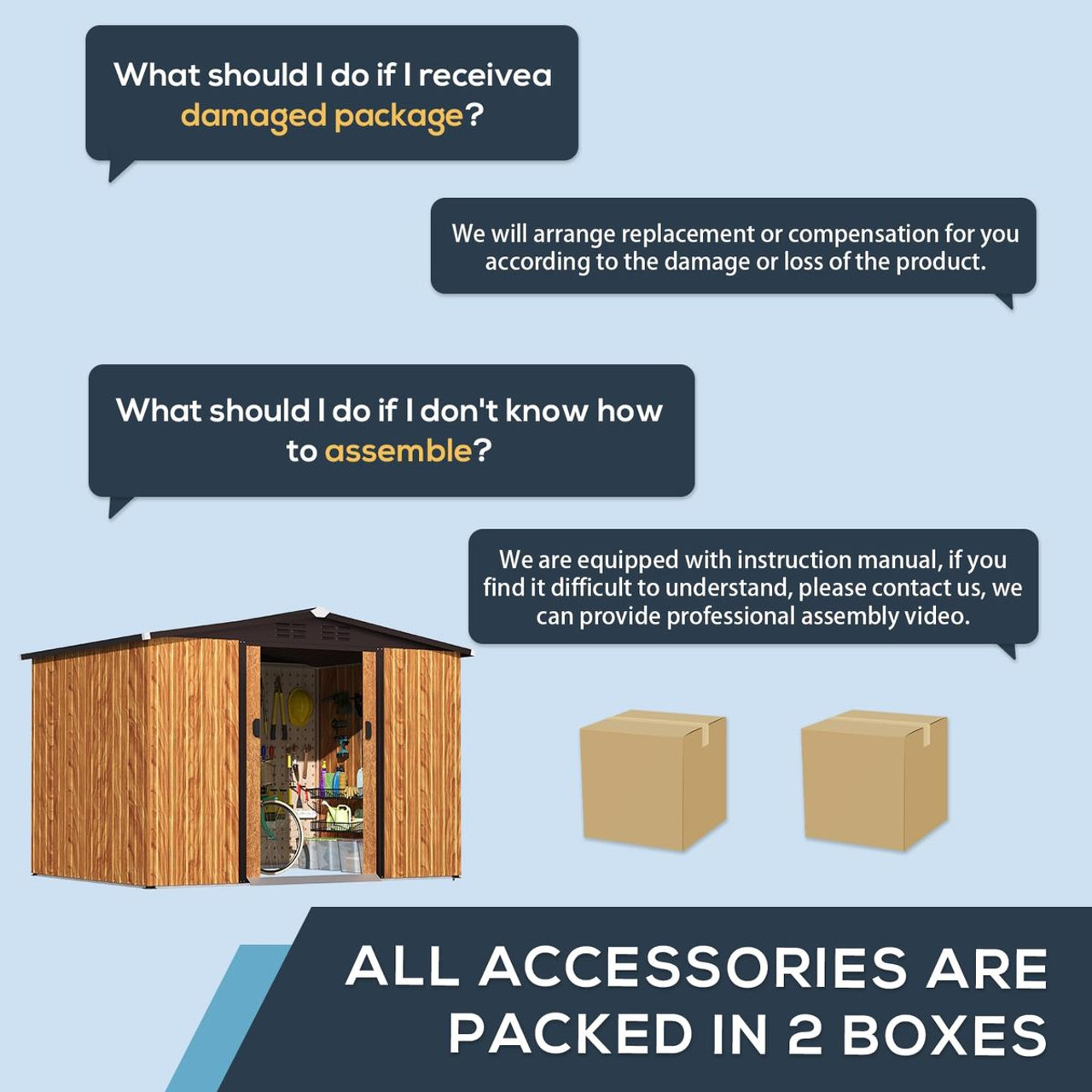 8x6 ft Woodgrain Outdoor Storage Shed with Sliding Doors  product image