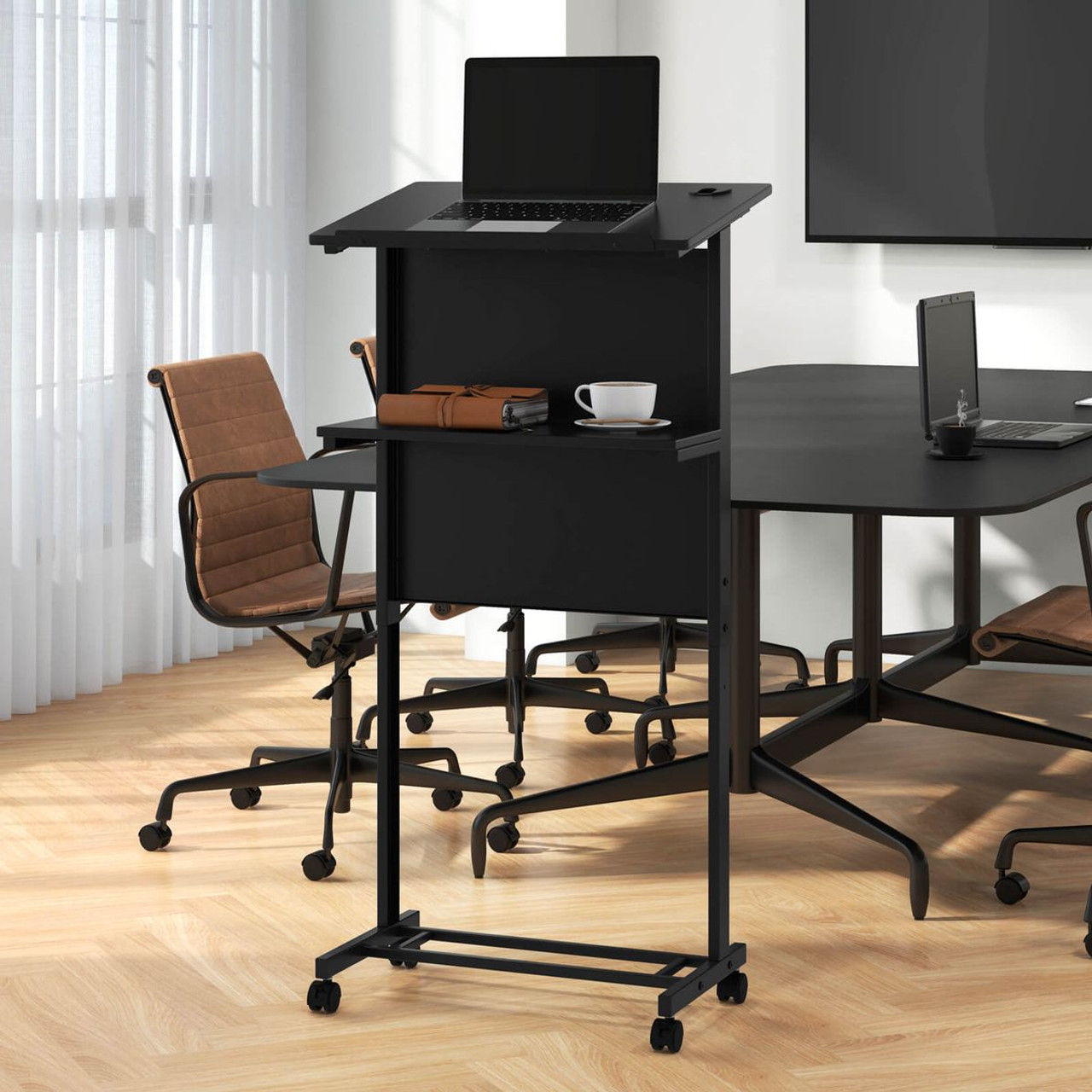 3-Position Height-Adjustable Lectern with Tilted Tabletop product image