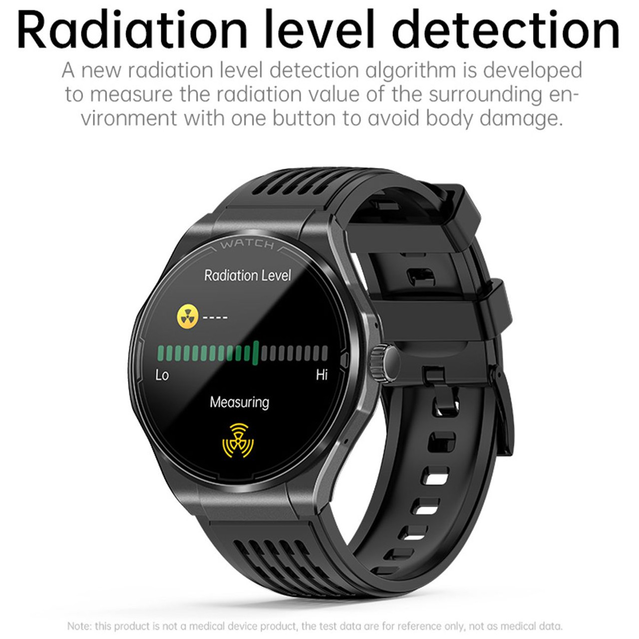 Newest Smart Watch Bluetooth Call Amoled Screen Ecg Blood Sugar Uric Acid Blood Lipid Body Temperature Radiation Level Color Black product image