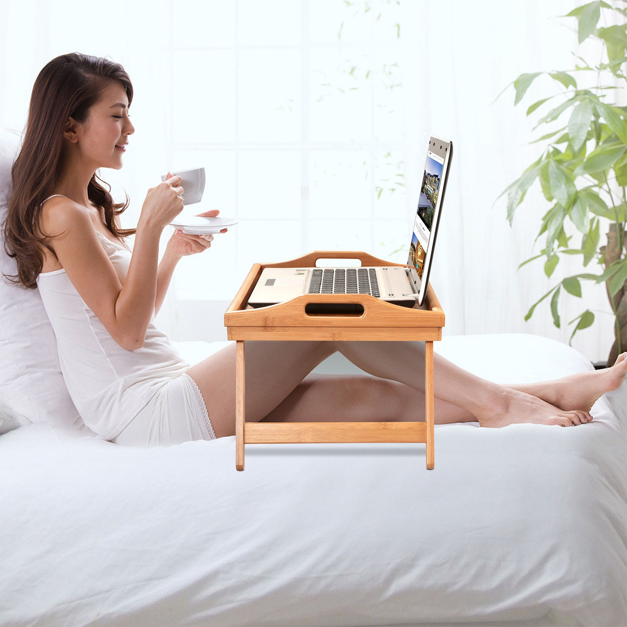 Bamboo Bed Tray Table with Folding Legs product image
