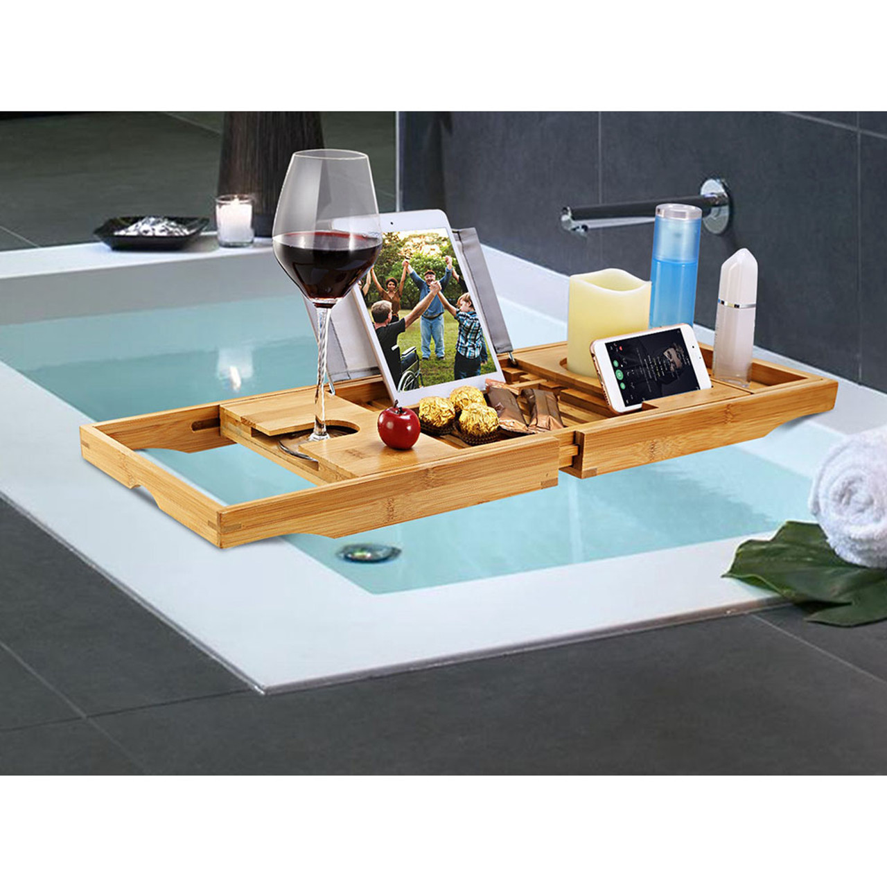 Expandable Bamboo Bathtub Caddy Tray product image