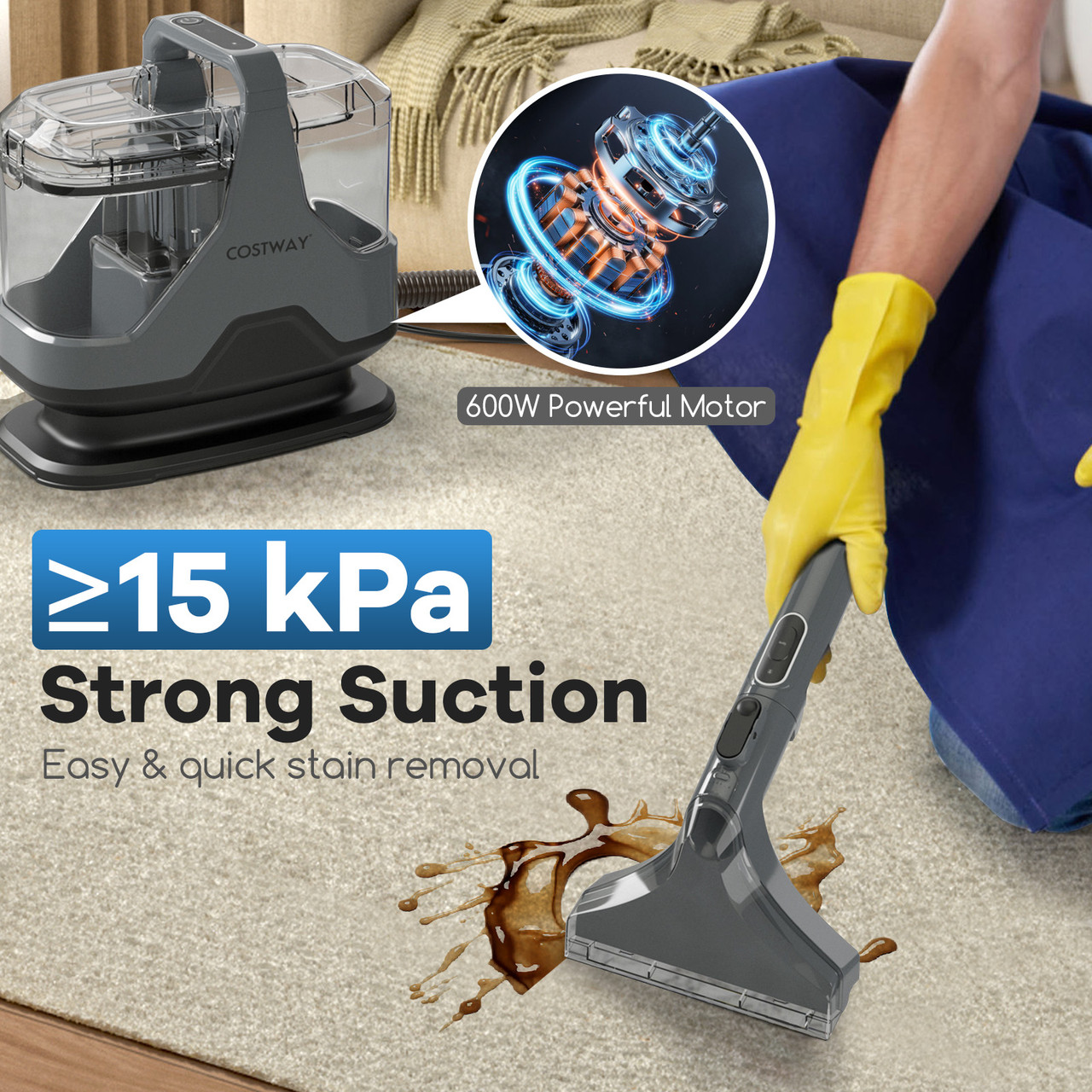 600W Upholstery Cleaner Machine with Versatile Attachments product image