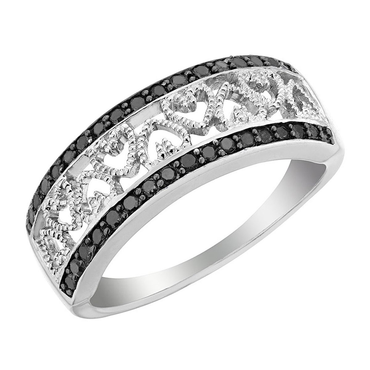 1/4 Carat (ctw) Black Diamond Heart Ring in Sterling Silver product image 1/4 Carat (ctw) Black Diamond Heart Ring in Sterling Silver product image