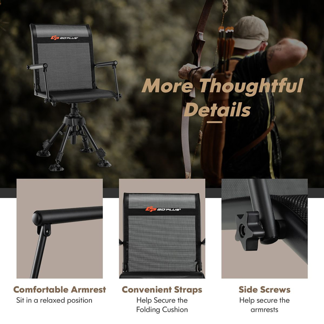  360° Swivel Hunting Chair with Adjustable Legs product image