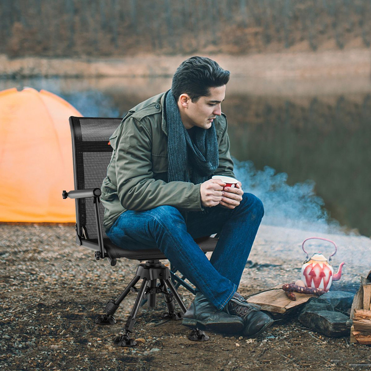  360° Swivel Hunting Chair with Adjustable Legs product image