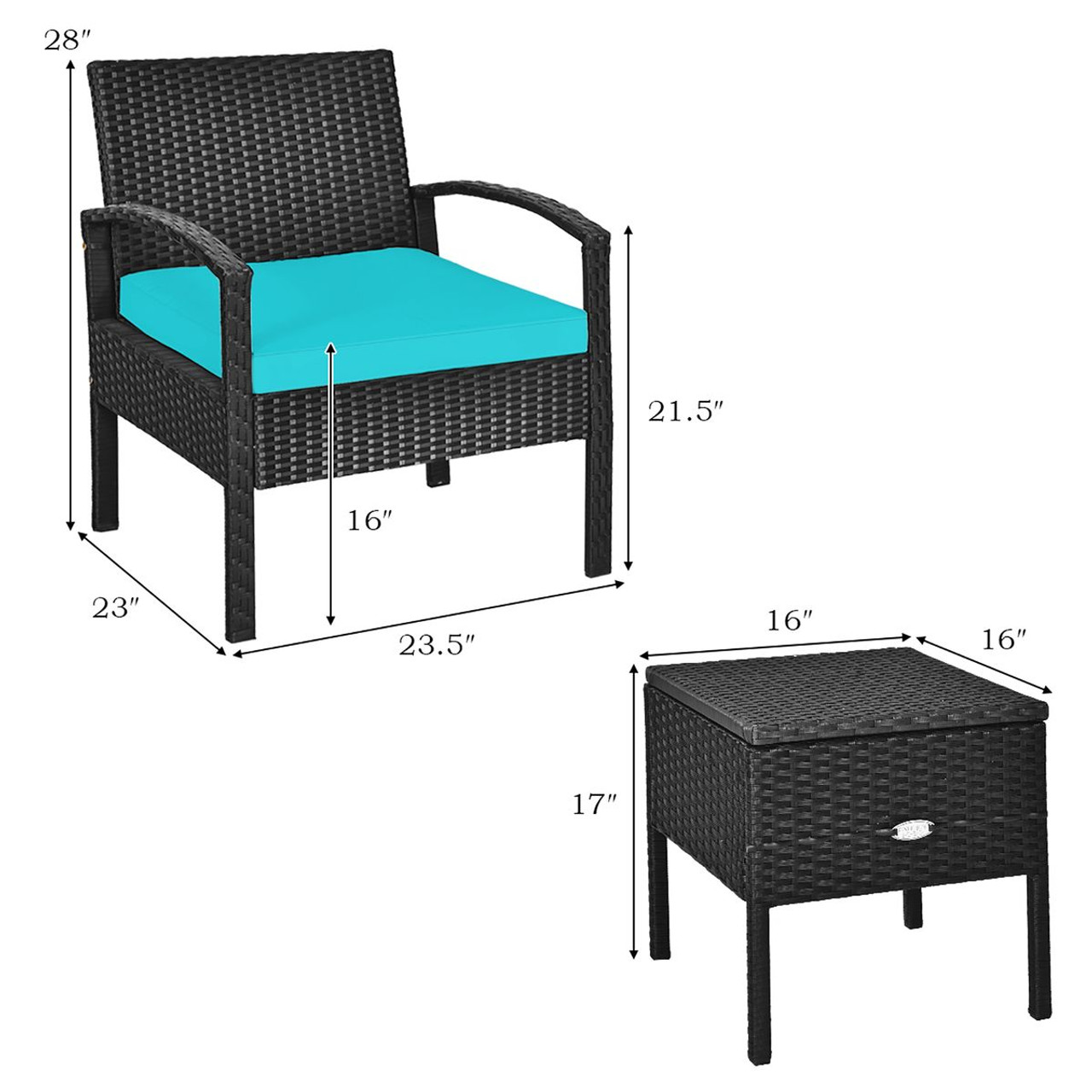 3- Piece Patio Rattan Furniture Set product image