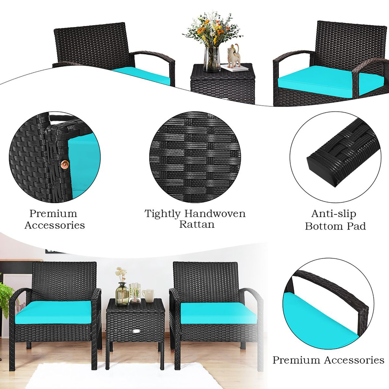 3- Piece Patio Rattan Furniture Set product image