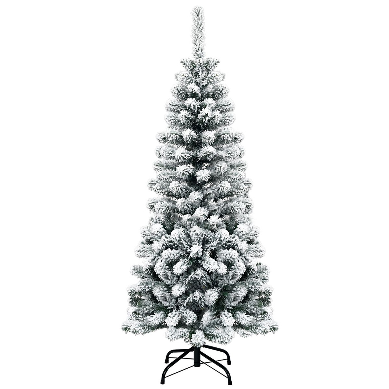 Unlit Hinged Snow Flocked Artificial Pencil Christmas Tree product image