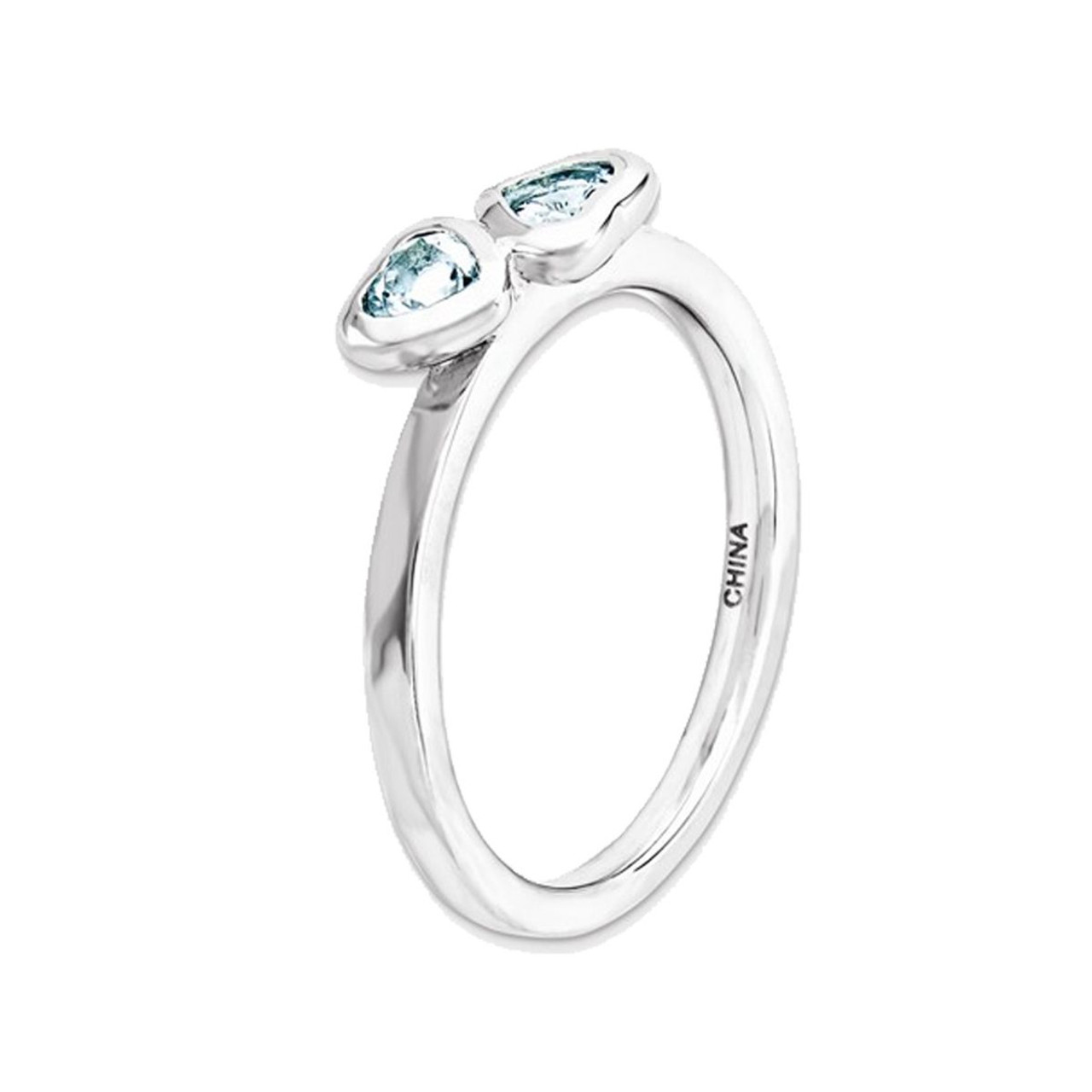 Aquamarine Double Heart Ring 2/5 Carat in Sterling Silver product image Aquamarine Double Heart Ring 2/5 Carat in Sterling Silver product image