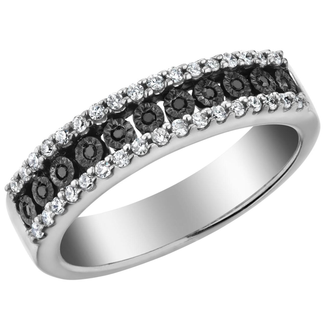 1/4 Carat (ctw) Black and White Diamond Ring in Sterling Silver product image