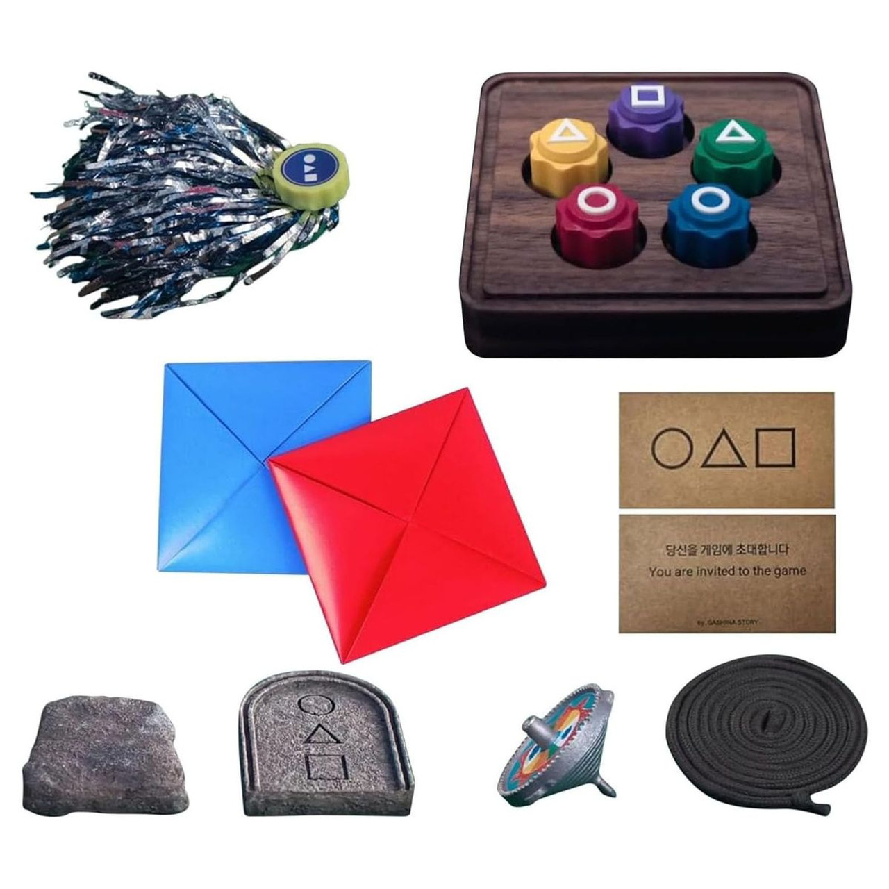 Korean Folk Game Set (Korean Traditional Play Game)- Jebi chagi,Gong-gi,Biseokchigi,Paeng-y,DDAKJI,Family Travel Games product image
