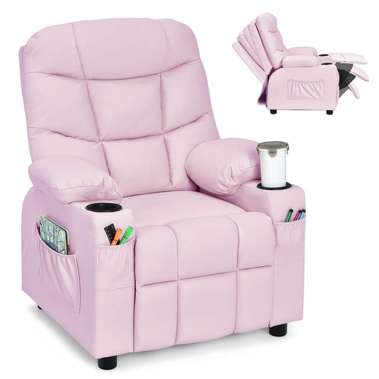 PU Leather Kids Recliner Chair with Cup Holders product image