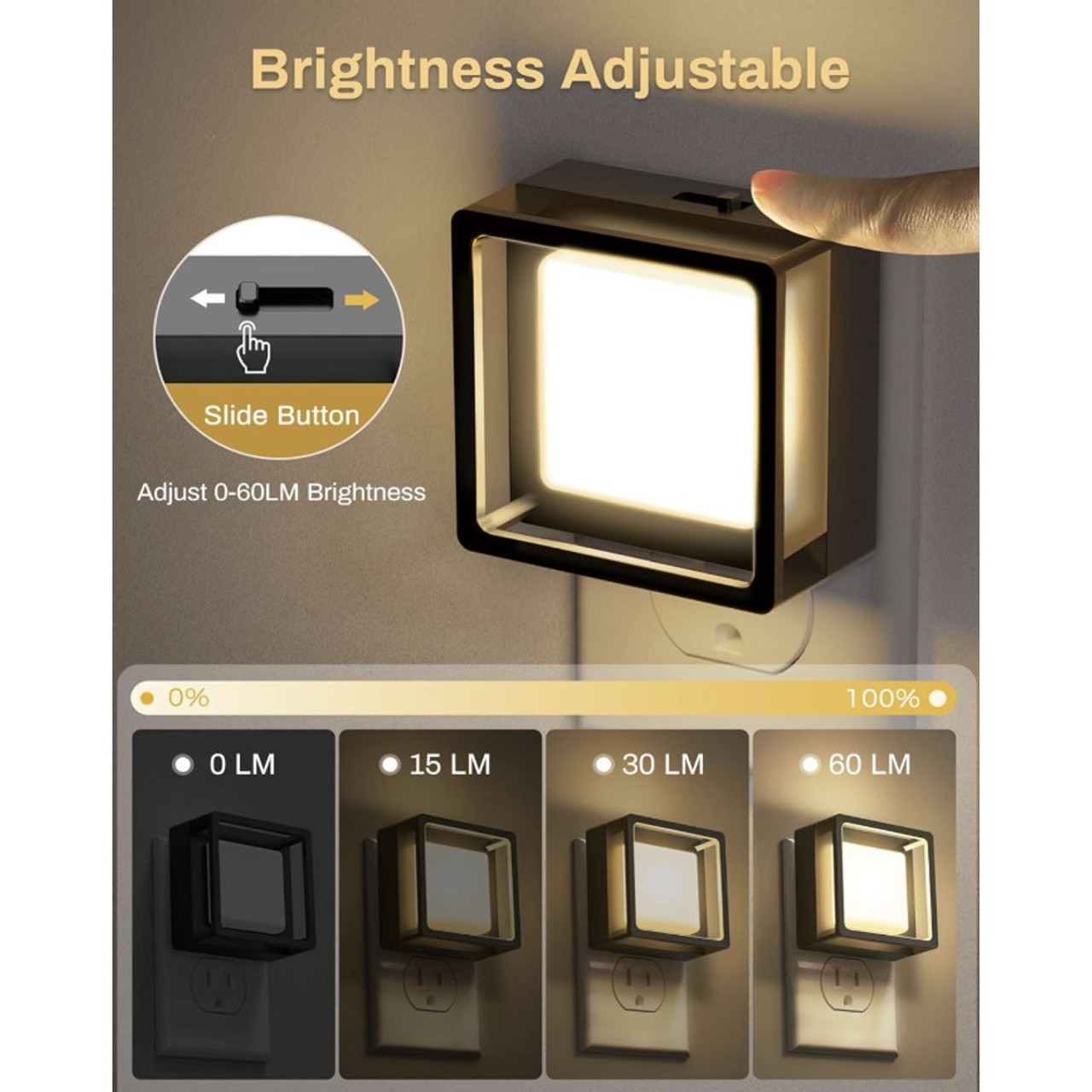 Plug-in Dimmable Nightlight with a Dusk-to-Dawn Sensor (4-Pack) product image