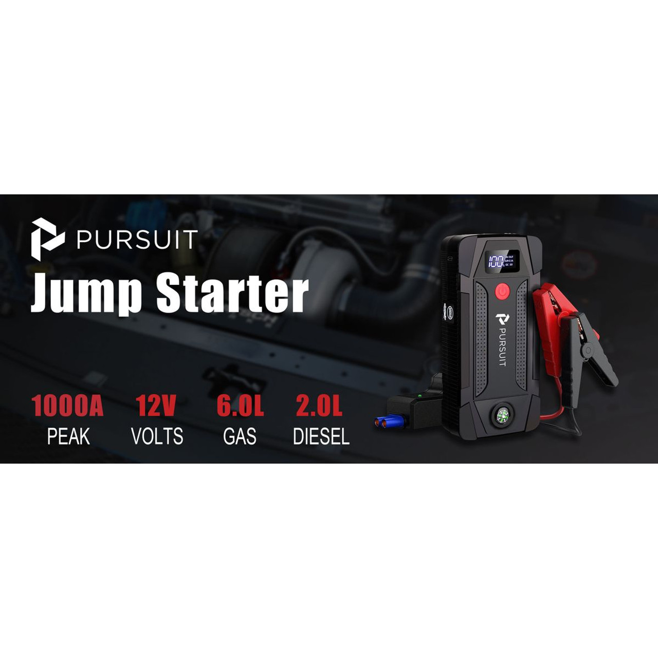 PURSUIT 1,000A Peak 12V Car Jump Starter with LCD (1 or 2-Pack) product image