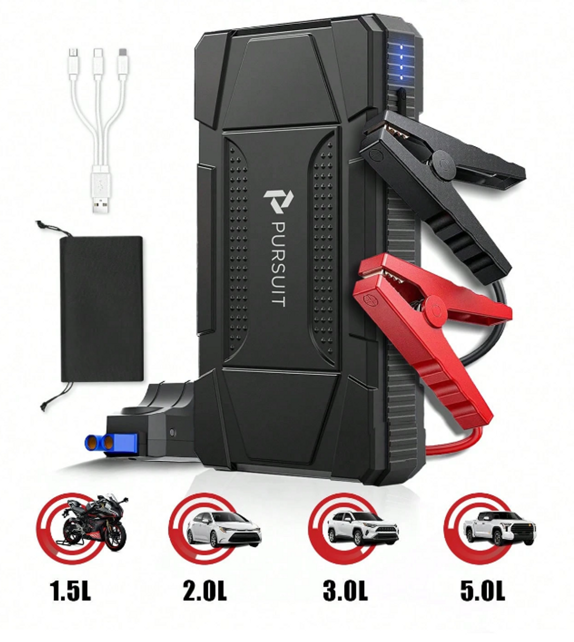 PURSUIT 1,000A Peak 12V Car Jump Starter with LCD (1 or 2-Pack) product image