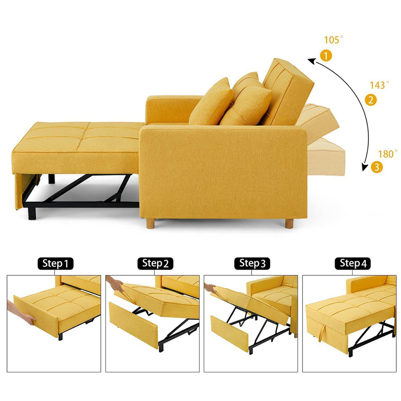3-in-1 Sofa Bed Chair with Adjustable Backrest product image