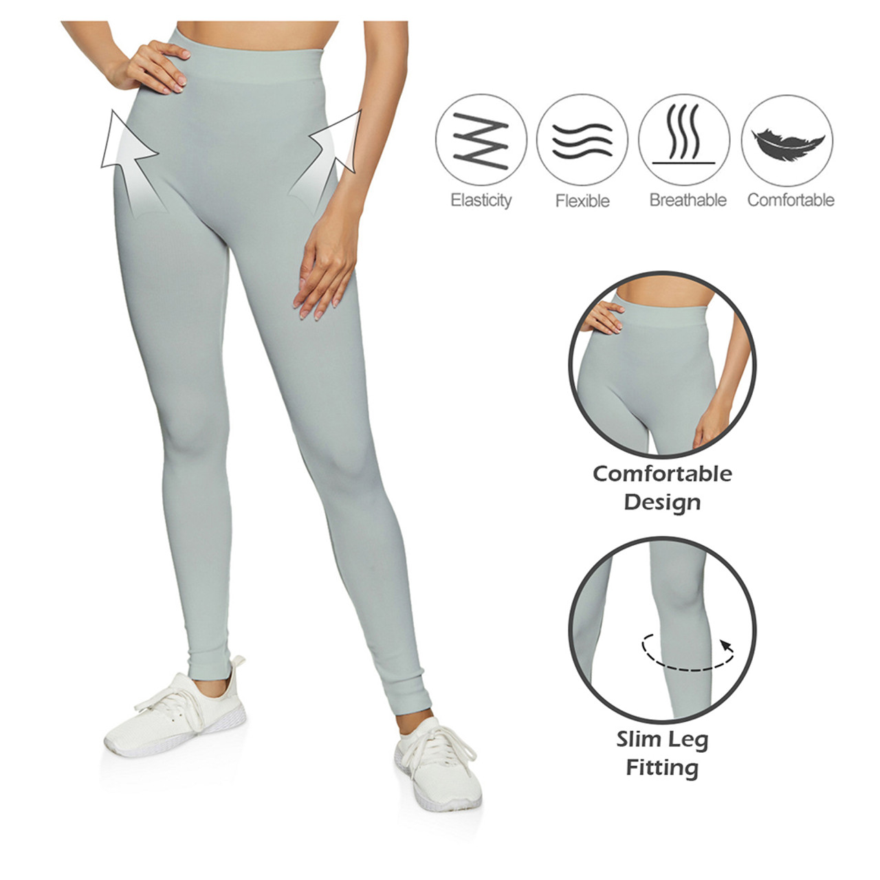 Workout Black Leggings Women Tummy Control, Highly Breathable Laser Cut  Black High Waisted Leggings