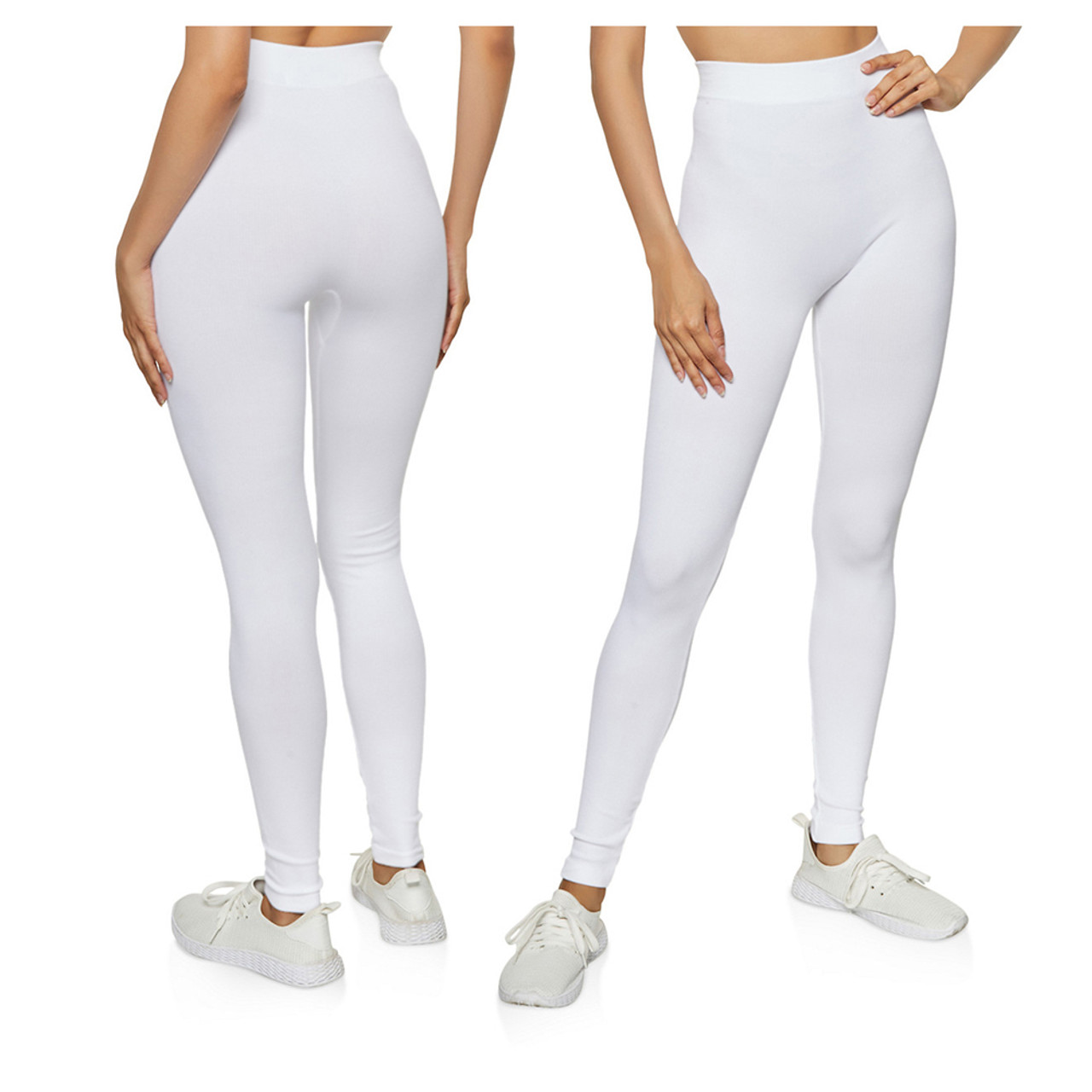 NEW LADIES RIBBED SEAMLESS LEGGINGS HIGH WAIST TUMMY CONTROL SOLID STRETCHY