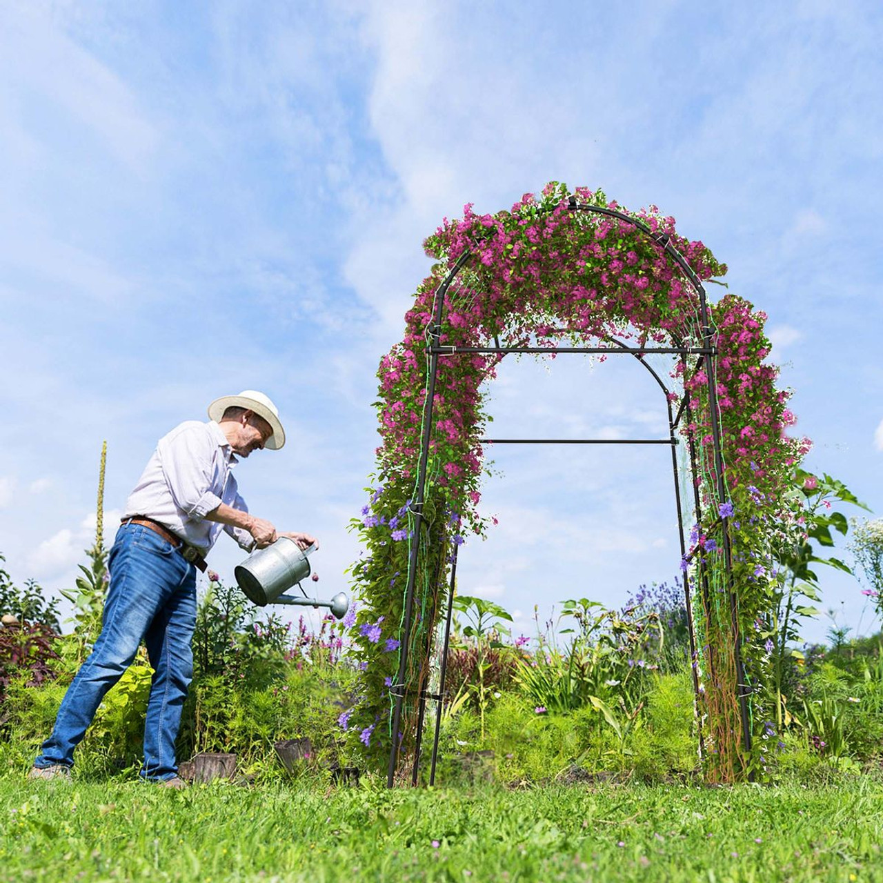 7.5-Foot Garden Arch Trellis with PE Coated Metal Structure product image