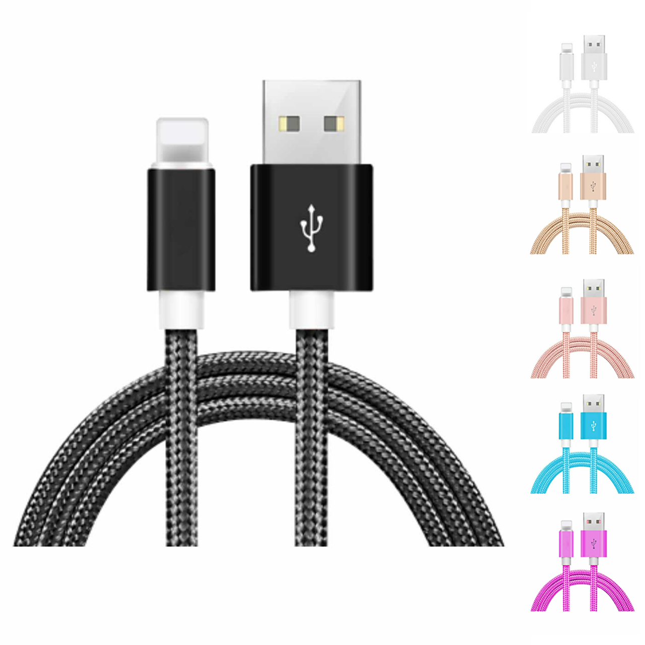 10-Foot Braided Lightning Cables for Apple® Devices (6-Pack) product image